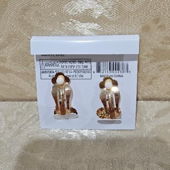 Vintage 80s Art Deco Gold Tear Drop Black Stone w Rhinestones Clip-On Earrings - Picture 3 of 3